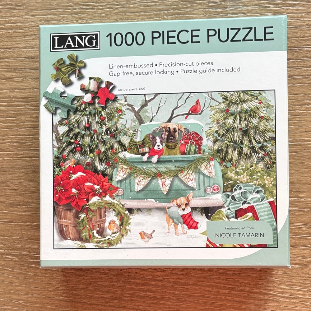 LANG 1000 Piece Puzzle - Holiday Green and Red Scene
